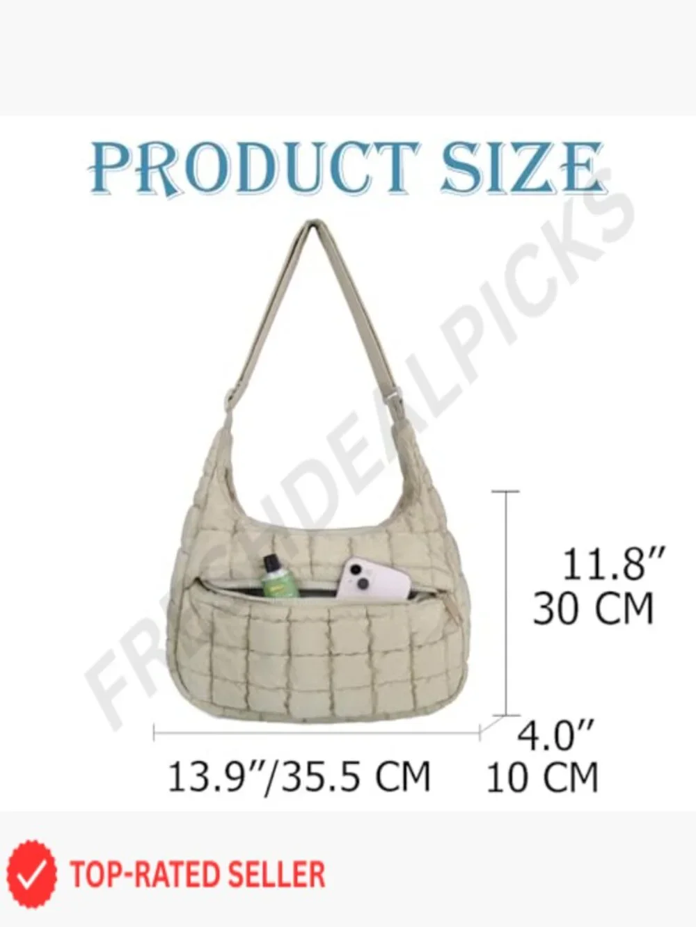 Lightweight Quilted Puffy Crossbody Hobo Bag with Zippered Pockets